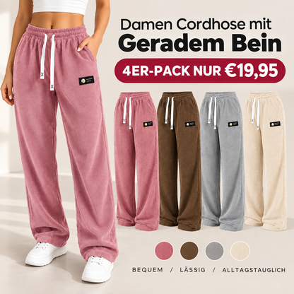 Bestseller 🏆 Einfarbige Cordhose für Damen mit geradem Bein